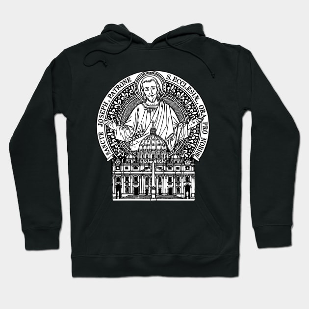 St. Joseph Patron of the Church (Version 2) - Black Bkg Hoodie by DeoGratias